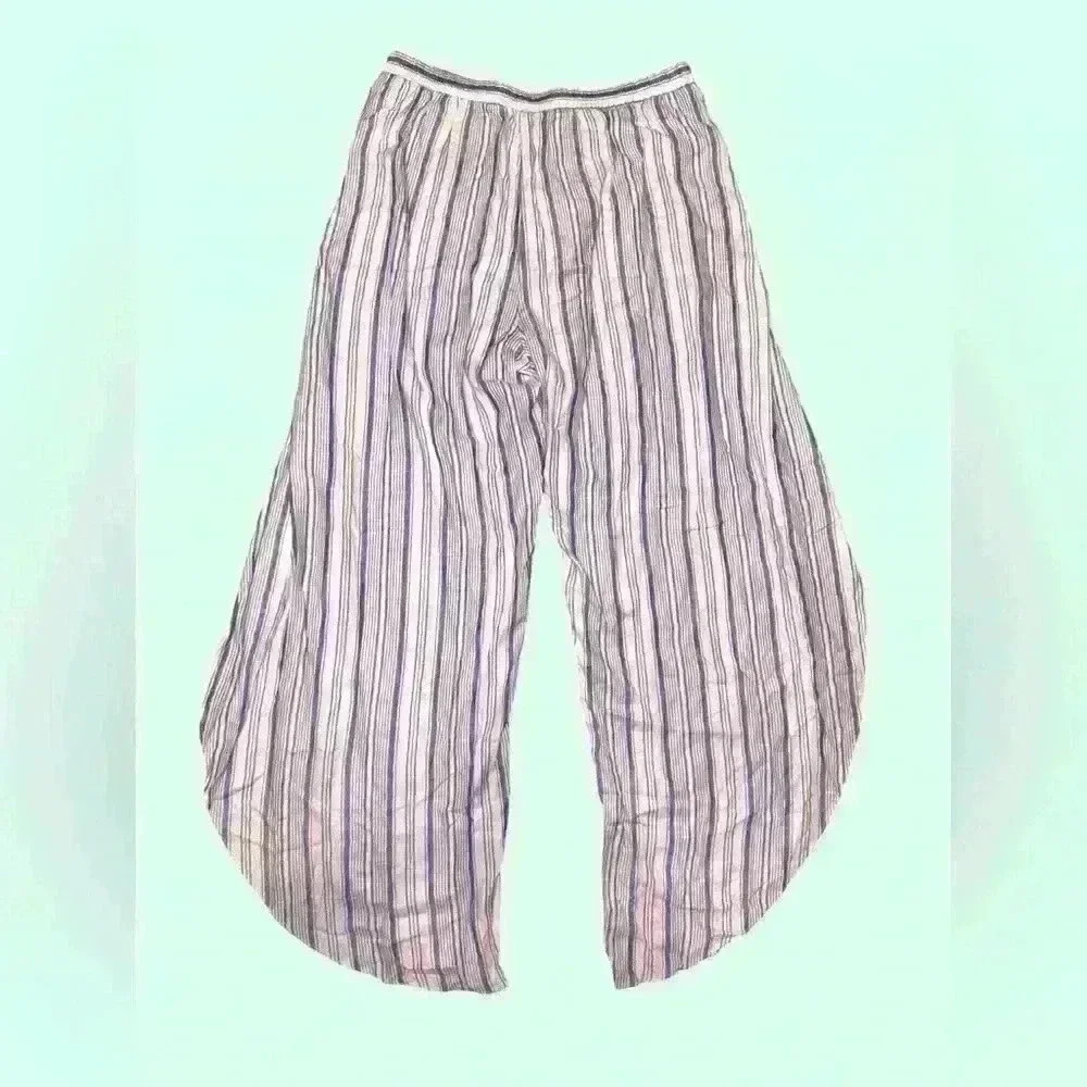 South Moon Under/Juniper Blue Wide-Leg Pants w Slits in White & Blue - L (NWT) - Picture 4 of 4